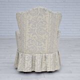 1950s, Danish armchair, reupholstered, creamy/white floral fabric.