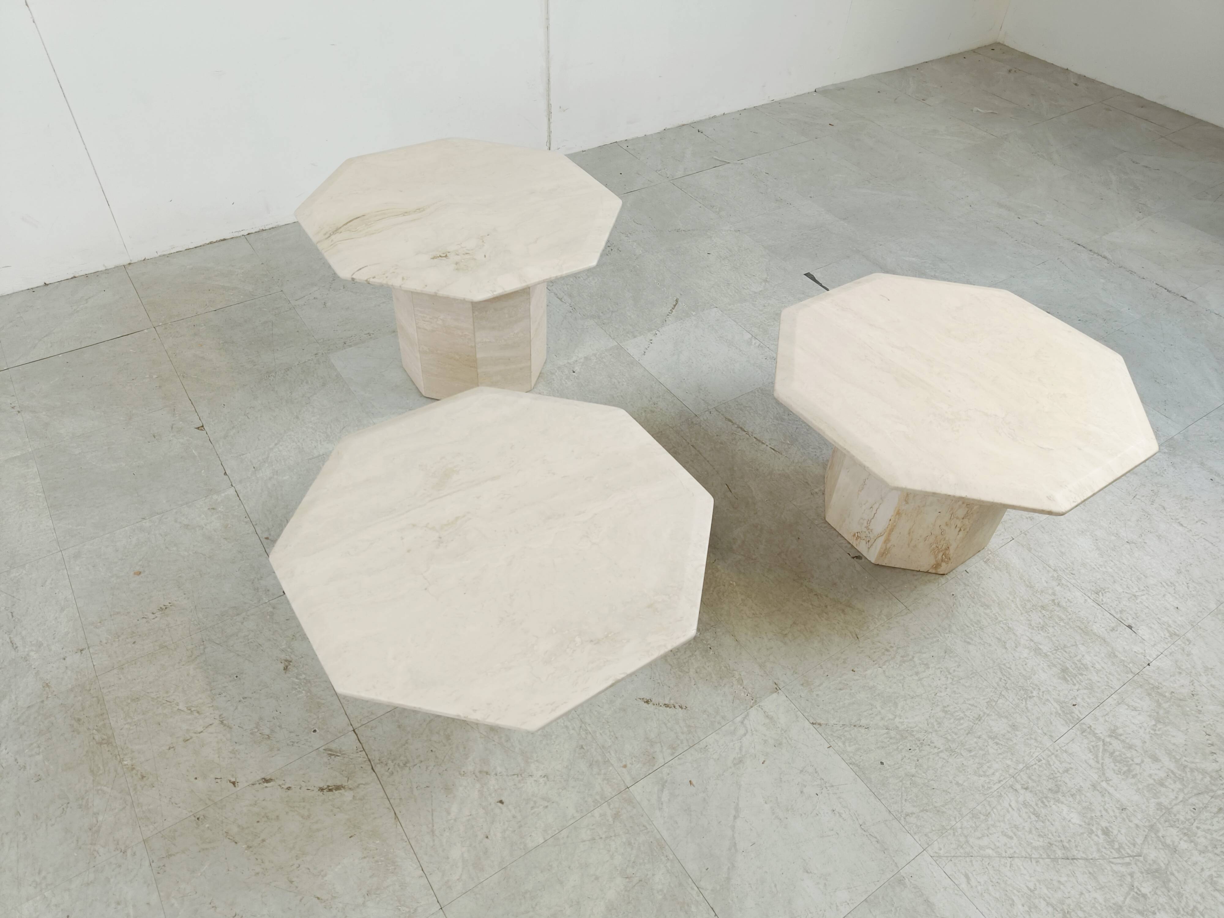 Vintage travertine nesting or side tables, 1970s