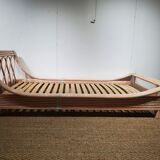 Ensemble lits et tables de nuits en rotin rose
