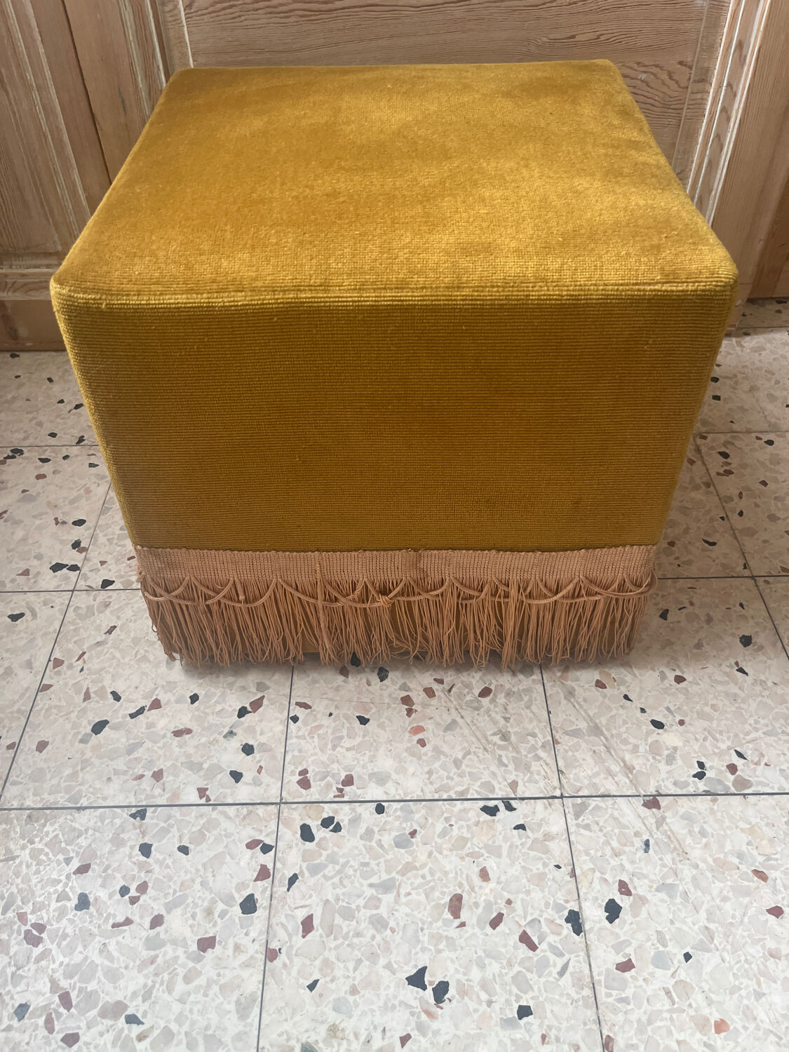 Velvet pouffe