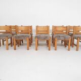 Set of 10 pinewood dining chair in the style of Ate van Apeldoorn, The Netherlands 1970's