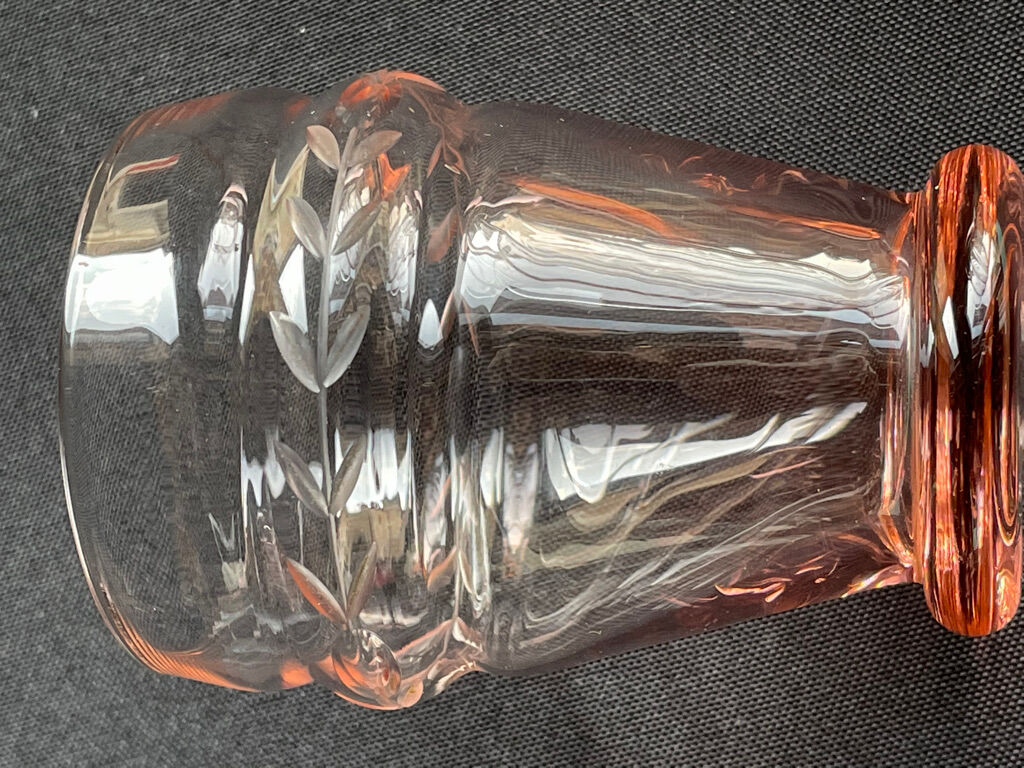 Service for 4 people - Art Deco - Glass or 1/2 pink crystal blown and cut