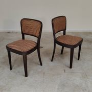 Lot de 4 chaises Thonet art déco 1930, tissu et noyer