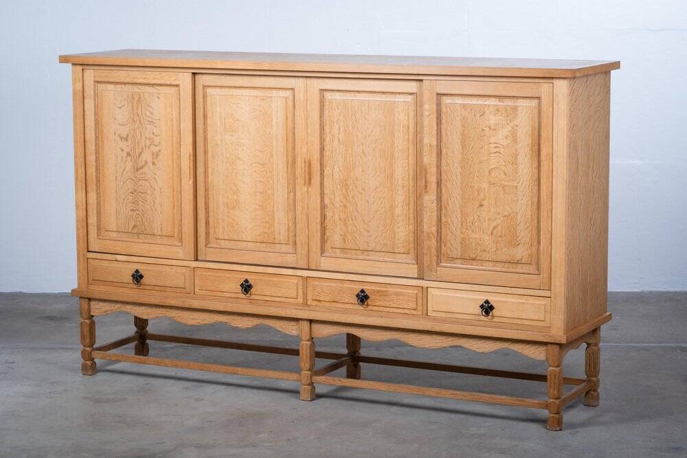 Brutalist Oak Sideboard attributed to Henning Kjærnulf, Denmark, 1960s