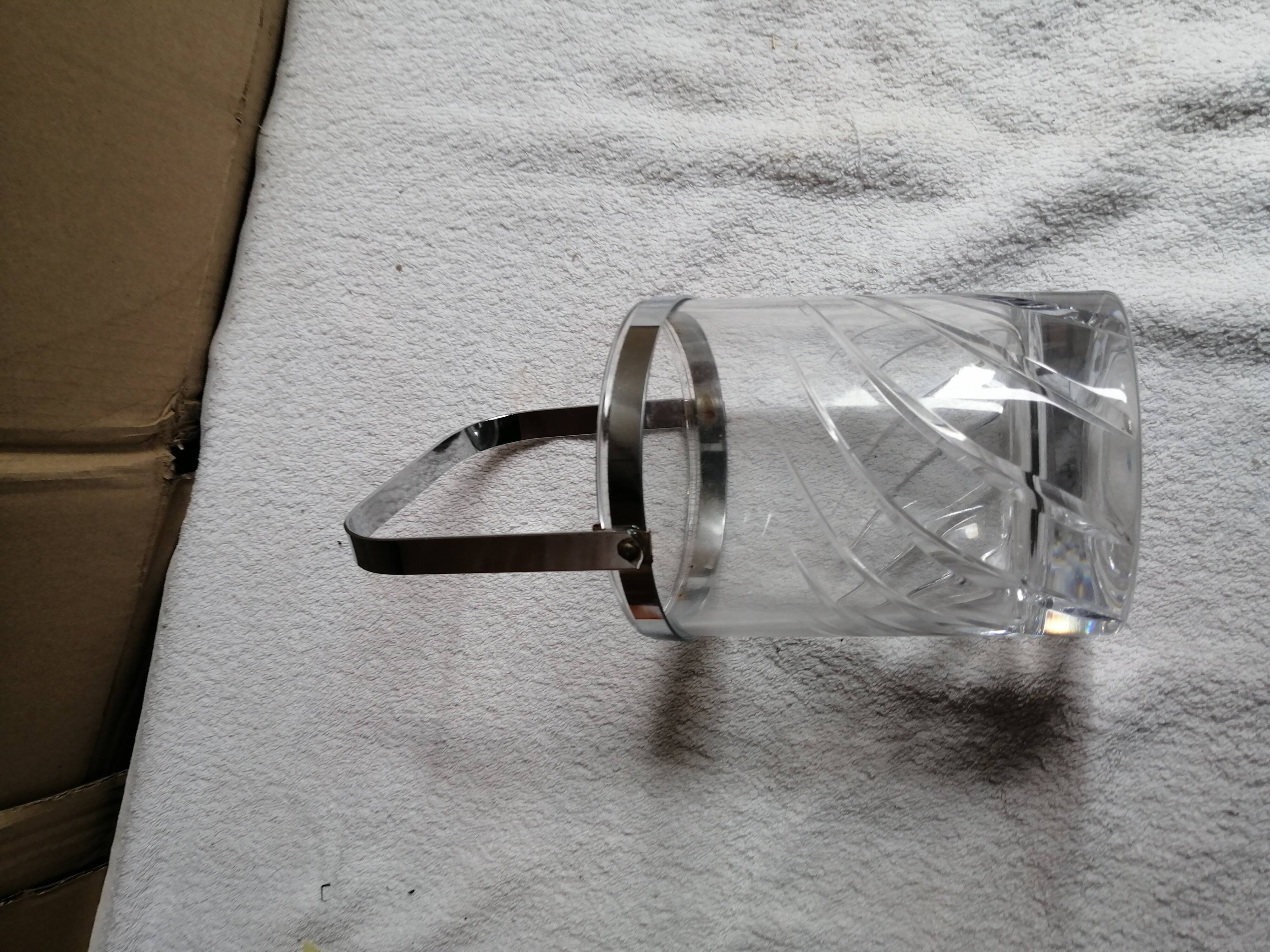 Glass and metal ice bucket