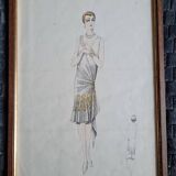 Vintage fashion print, Art Deco 1930