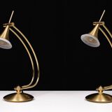 Lampes de table halogènes en laiton Holtkotter années 1980 Allemagne
