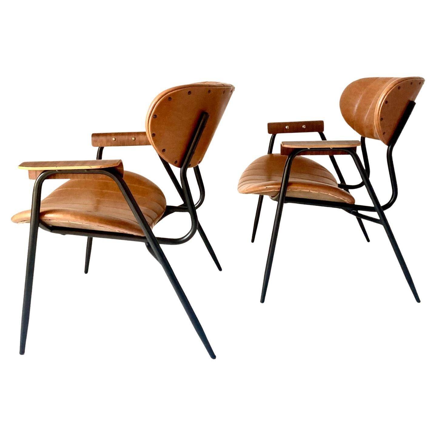 Mid Century Modern Lounge Chairs, set of two, Gastone Rinaldi style, Italy 1960's