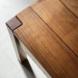 Rectangular coffee table in solid elm, Maison Regain 1960