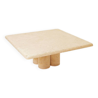 Square travertine coffee table attributed to Mario Bellini for Cassina, circa 1975