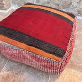 Handmade Berber Kilim pouf, floor cushion.