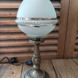 Lampe chevet verre sablé liseré doré art déco bronze doré patiné dp 0423032
