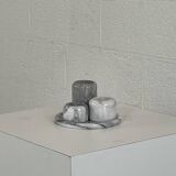 Set of marble candle holders with base