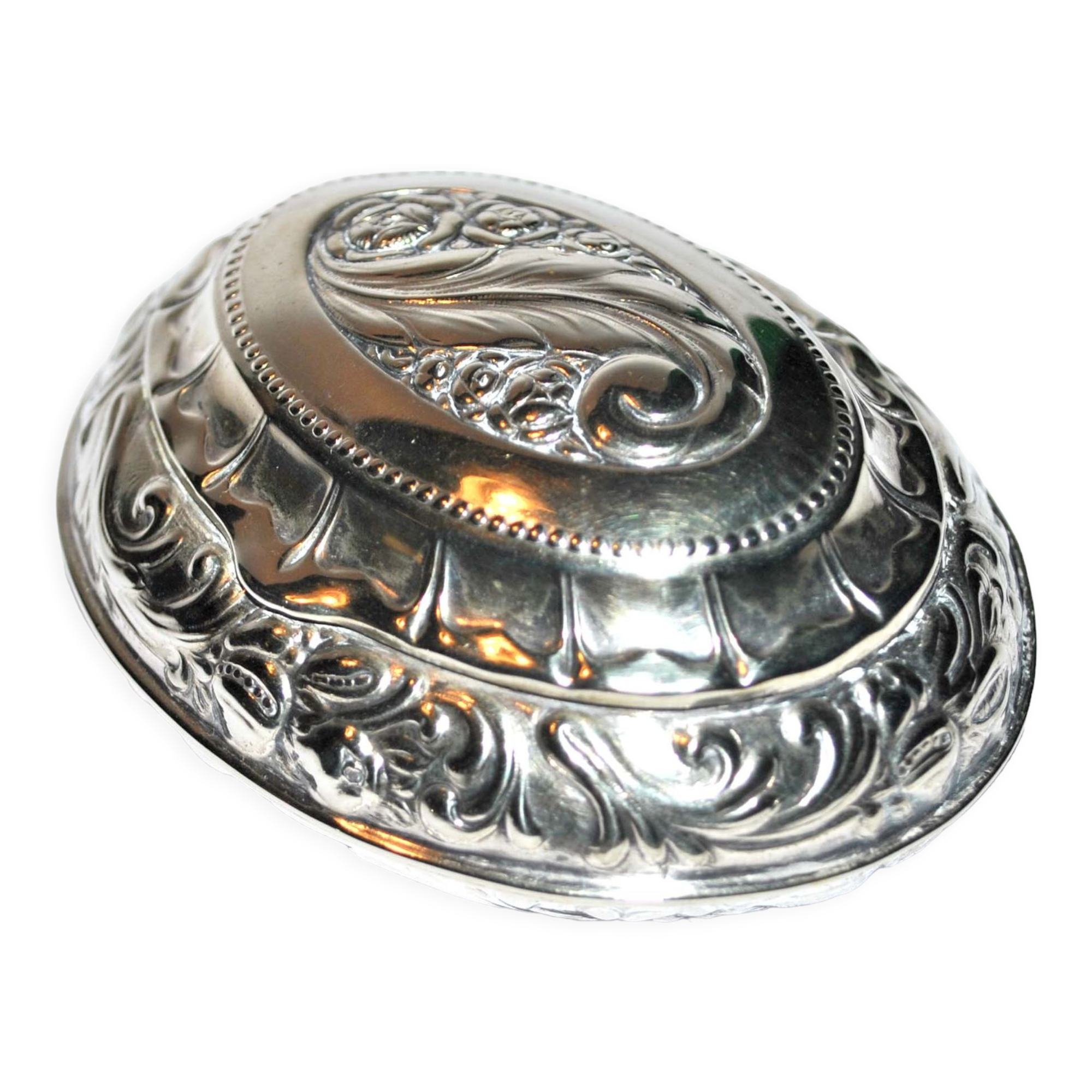 Art deco pillbox box in silver metal - antique snuffbox pillbox