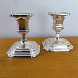 Pair of antique silver-plated candlesticks