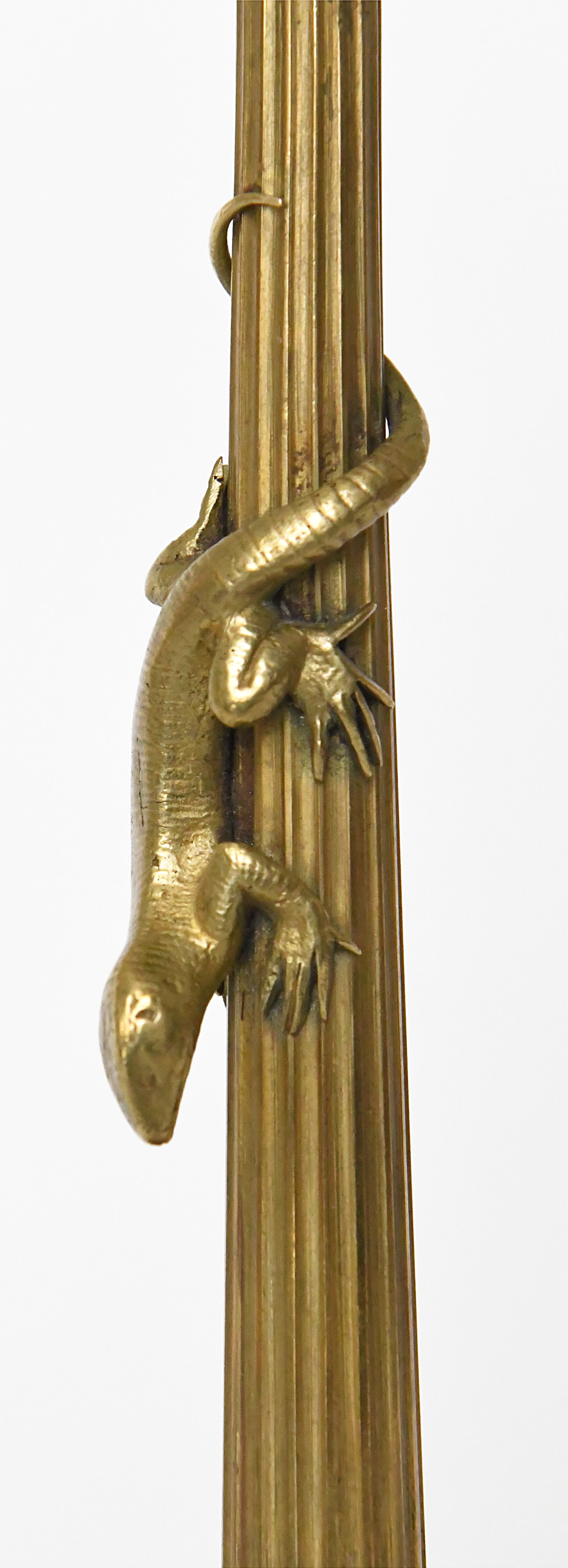 Pair of gilded bronze candlesticks decorated with lizards