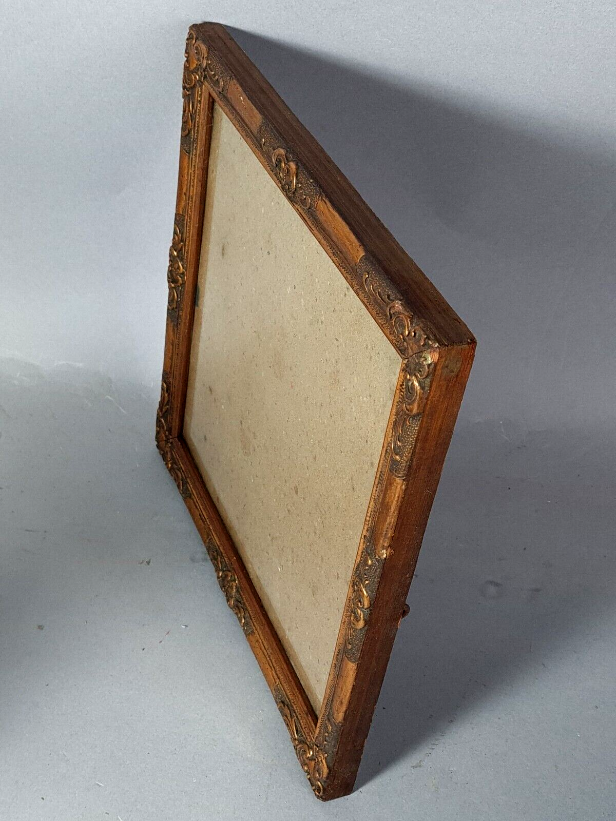 Old square frame 27x27 foliage 24x24 cm gilded stucco wood + glass SB113