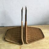 Wall shelves 50s metal and rattan