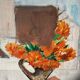 Oil on canvas still life bouquet of flowers mid 20th century