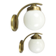 Pair of Art Deco wall sconces in brass and opaline glass, Europe, 1930s