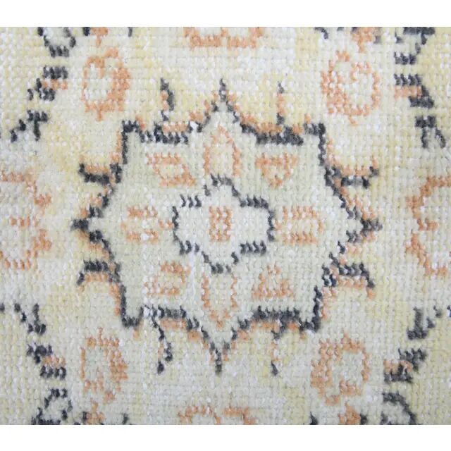 Vintage Turkish Oushak handmade wool cotton yellow runner rug 78x328