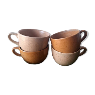 4 tasses à café vintage en grès