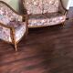 Lot of vintage sofa and armchair with floral patterns.