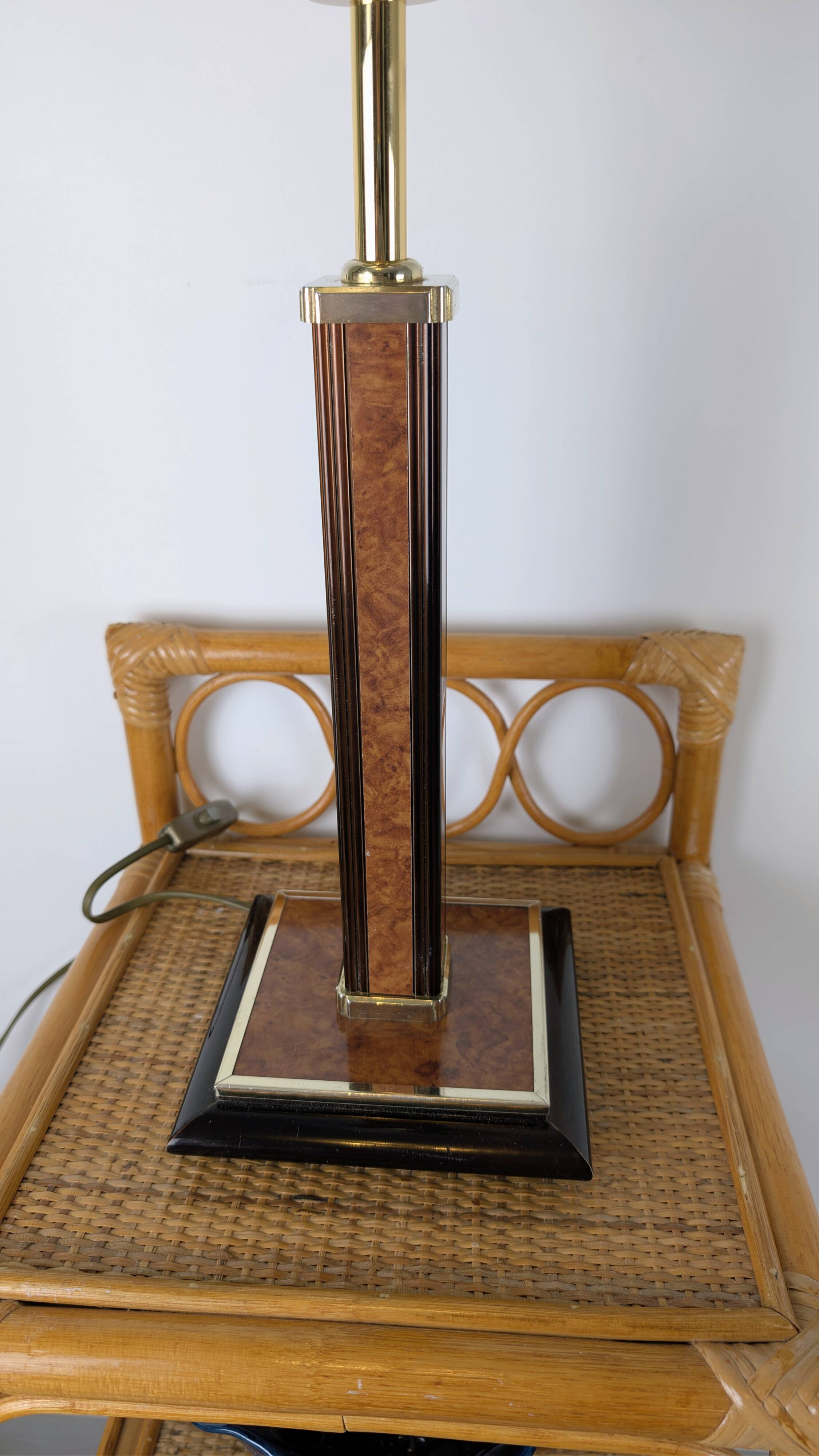 Lampe de table Art Déco pied Monteuse N°25 et verre opalin