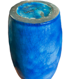 Raoul lachenal ceramic vase with egyptian blue cracked glaze with french baluster