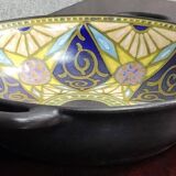 Gouda Holland: large Art Nouveau bowl in painted ceramic