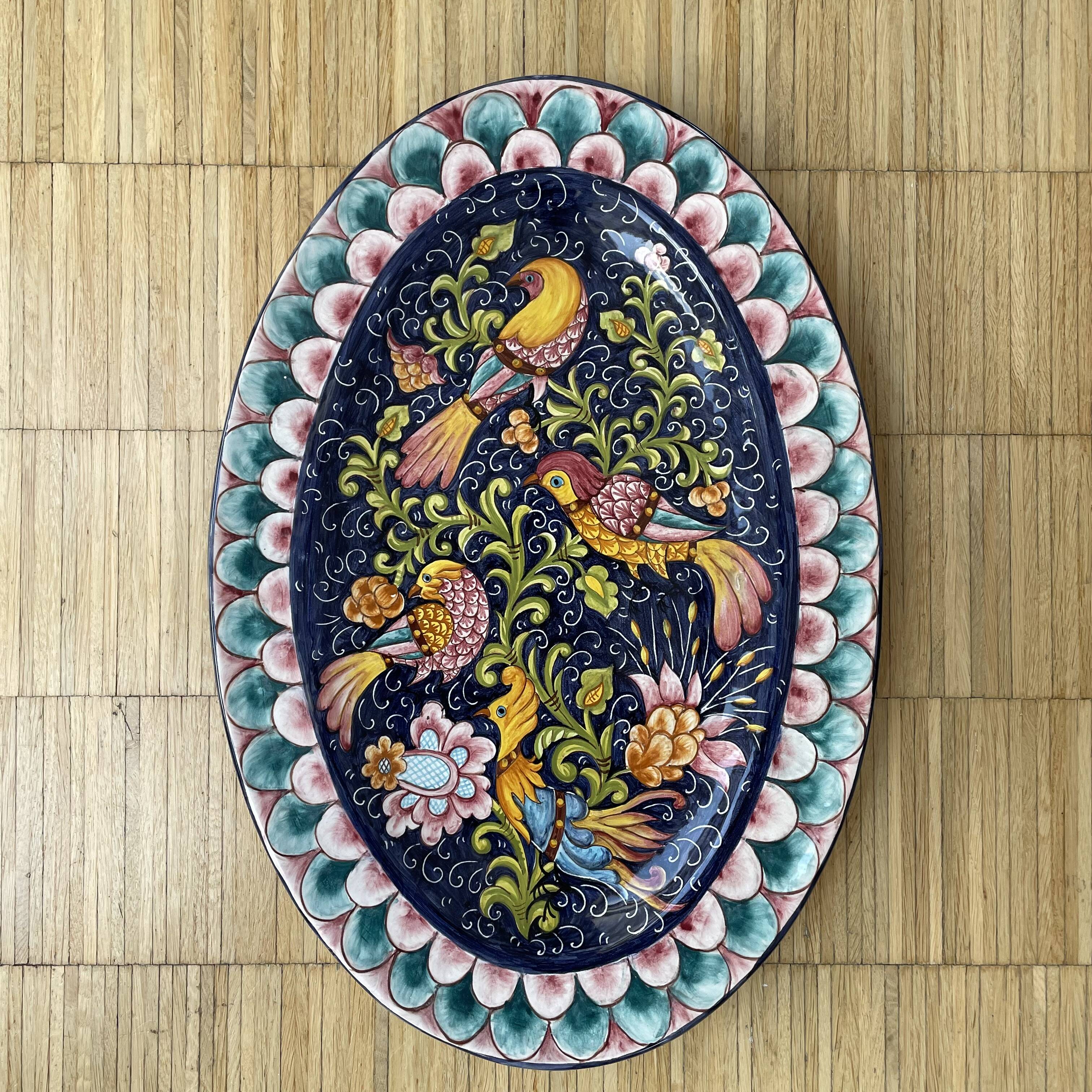 Grand plat décoratif de Baffoni Gubbio Italie