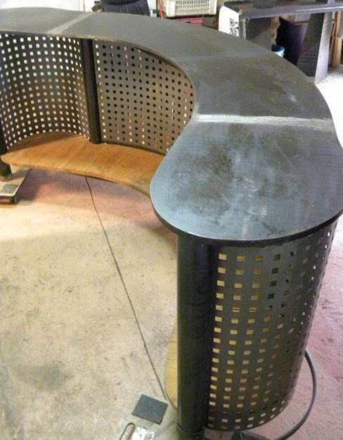 Large steel and wood counter bar