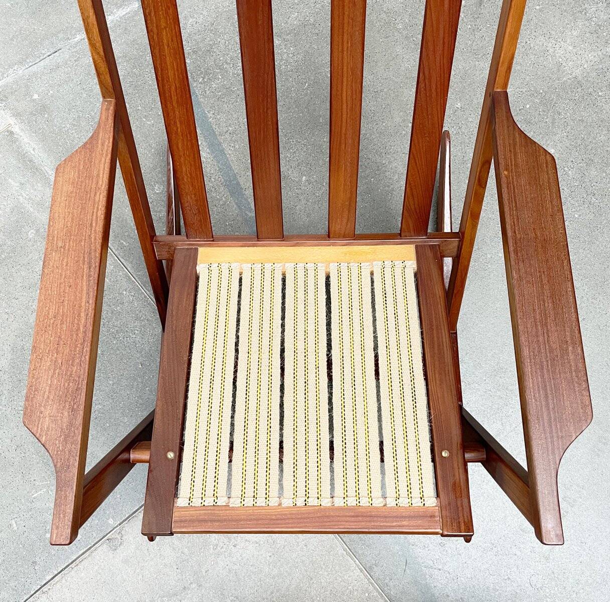 Mid-century Danish rocking chair set with footrest by Poul Volther for Frem Røjle, 1960s.