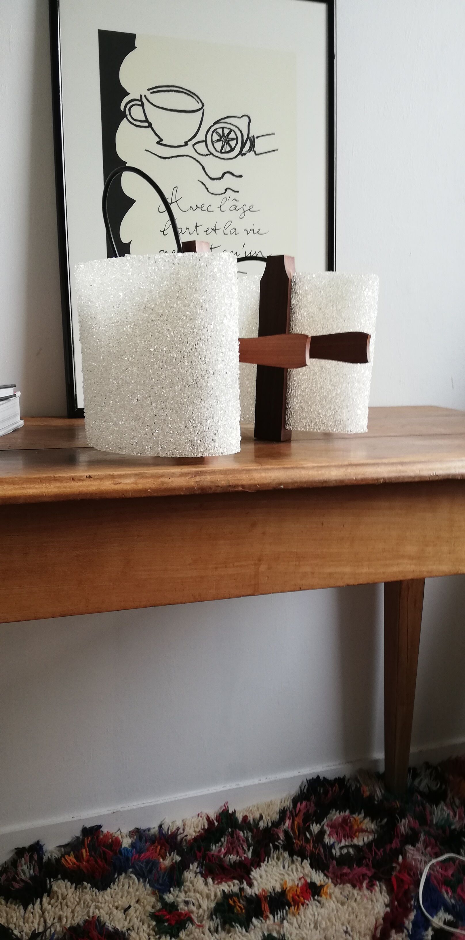 Suspension double in teak and perspex