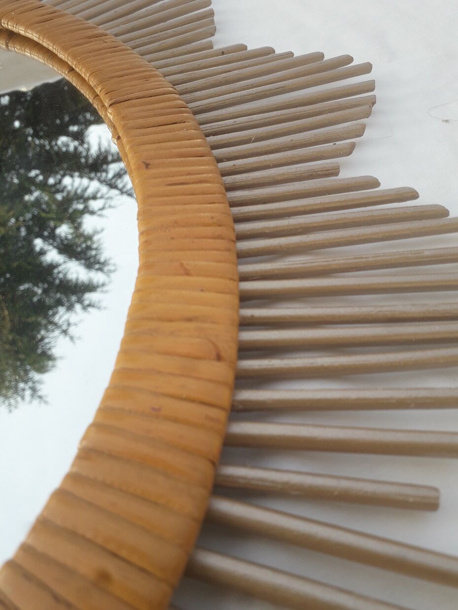 55 x 45 cm rattan oval sun mirror