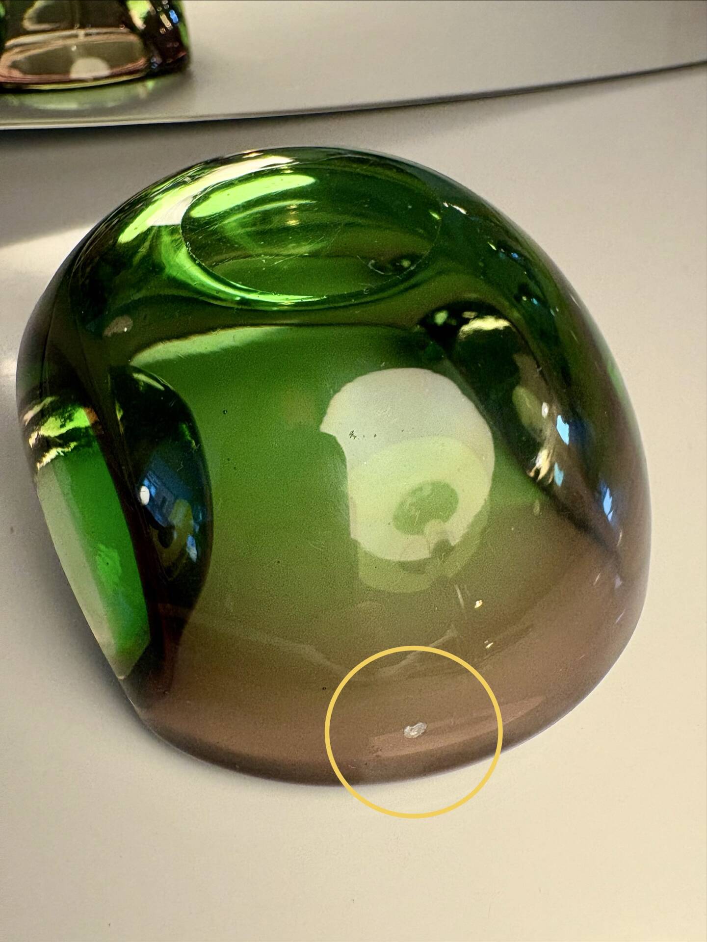 Ashtray / trinket dish in green and pink attributed to Murano 1950/60.