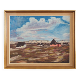 Painting „The Village in the Clouds”, Scandinavian design, 1970s