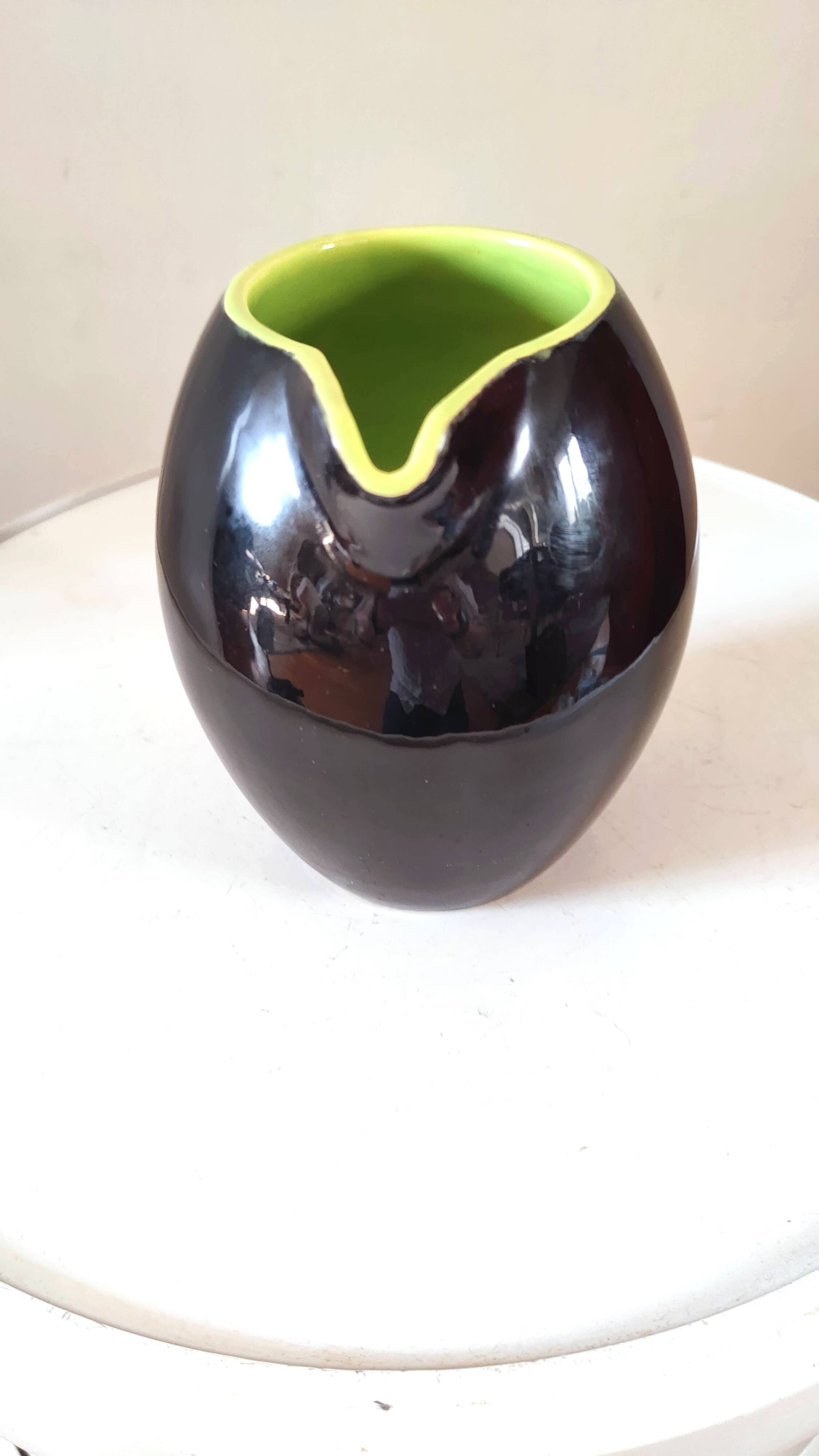 Two-tone ceramic pitcher Keramos Sèvres 1960s