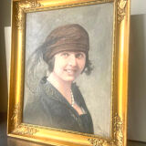 Portrait of a lady oil on canvas With Wooden gilded  frame signed 1928