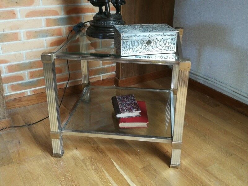 Coffee table beveled glass Pierre Vandel 70s