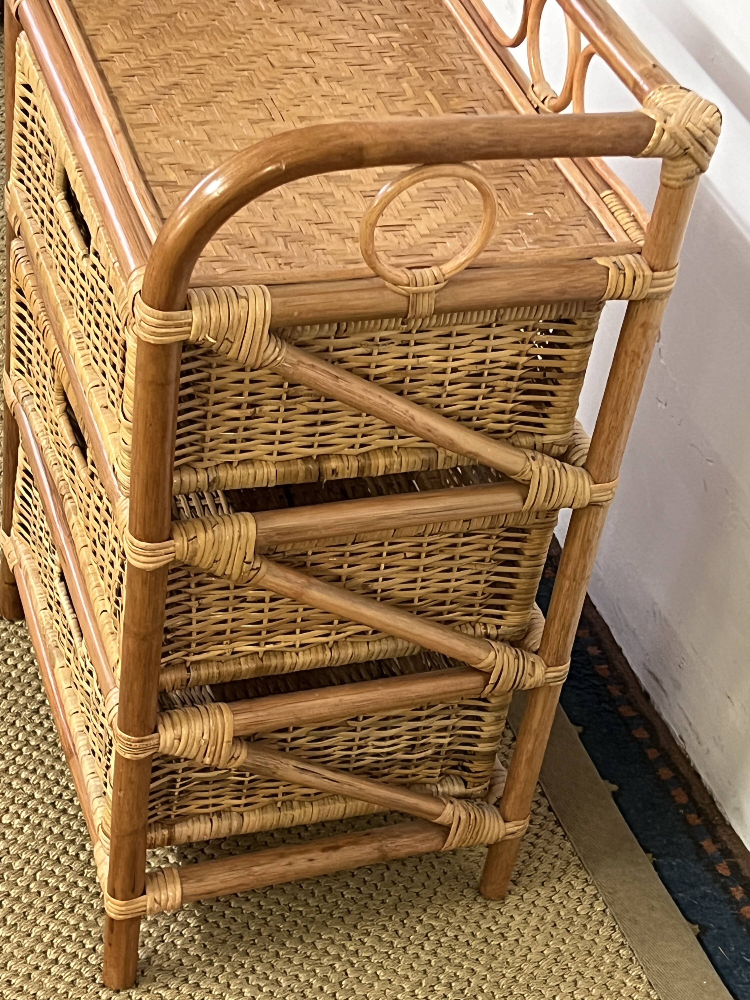Vintage rattan chest of drawers