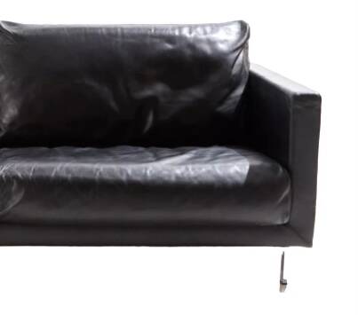 2-seater black leather sofa