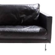 2-seater black leather sofa