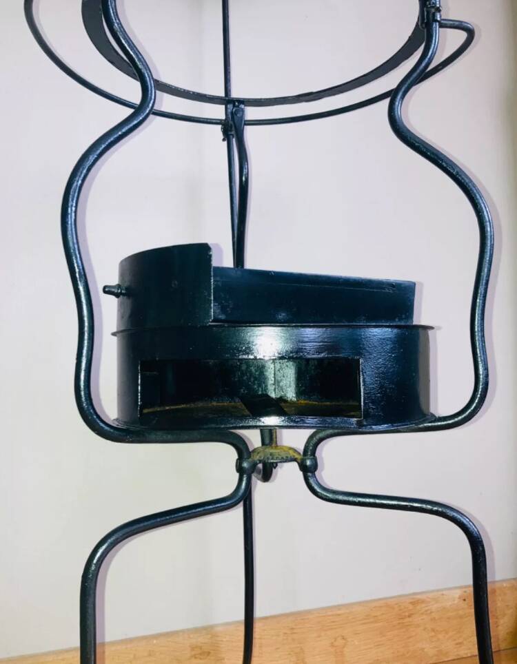 Folding wrought iron toiletry stand, 19th century