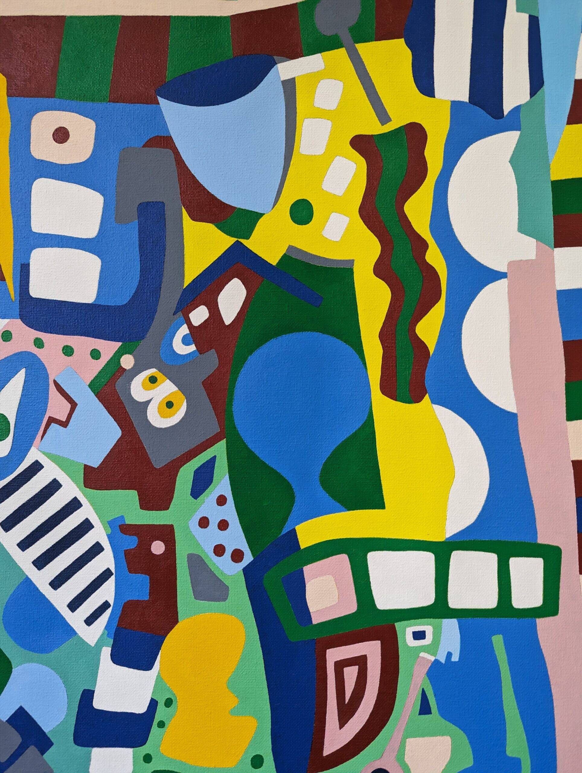 Contemporary Abstract Painting "Blue Tiger" 2023 Unframed Acrylic on Canvas