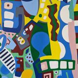 Contemporary Abstract Painting "Blue Tiger" 2023 Unframed Acrylic on Canvas