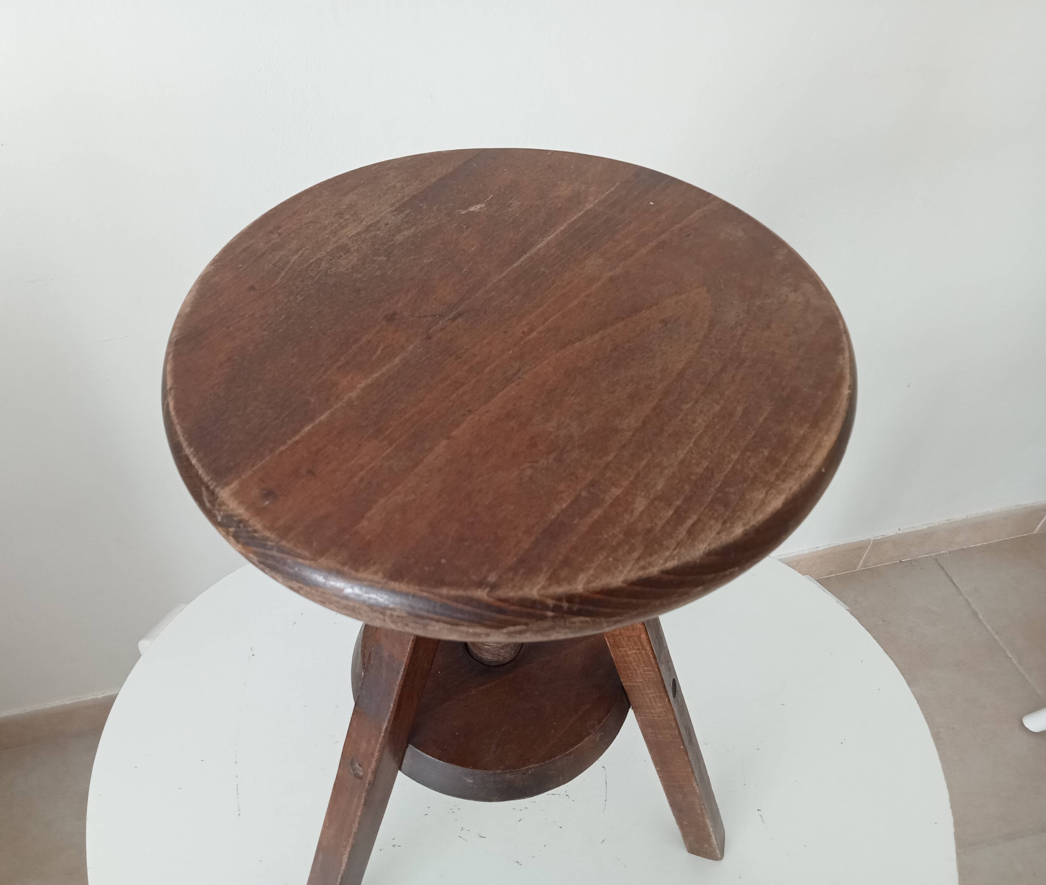 Tabouret de peintre vintage en bois massif