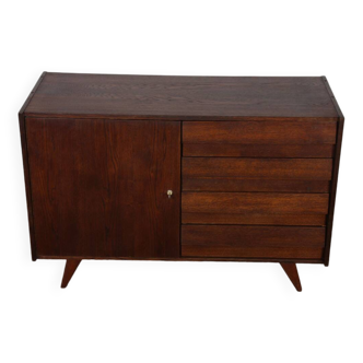 Vintage stained oak chest of drawers model U-458 by Jiri Jiroutek, 1960