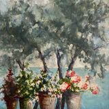 Painting signed Matilde Ascher "Terrace in Bonassola"