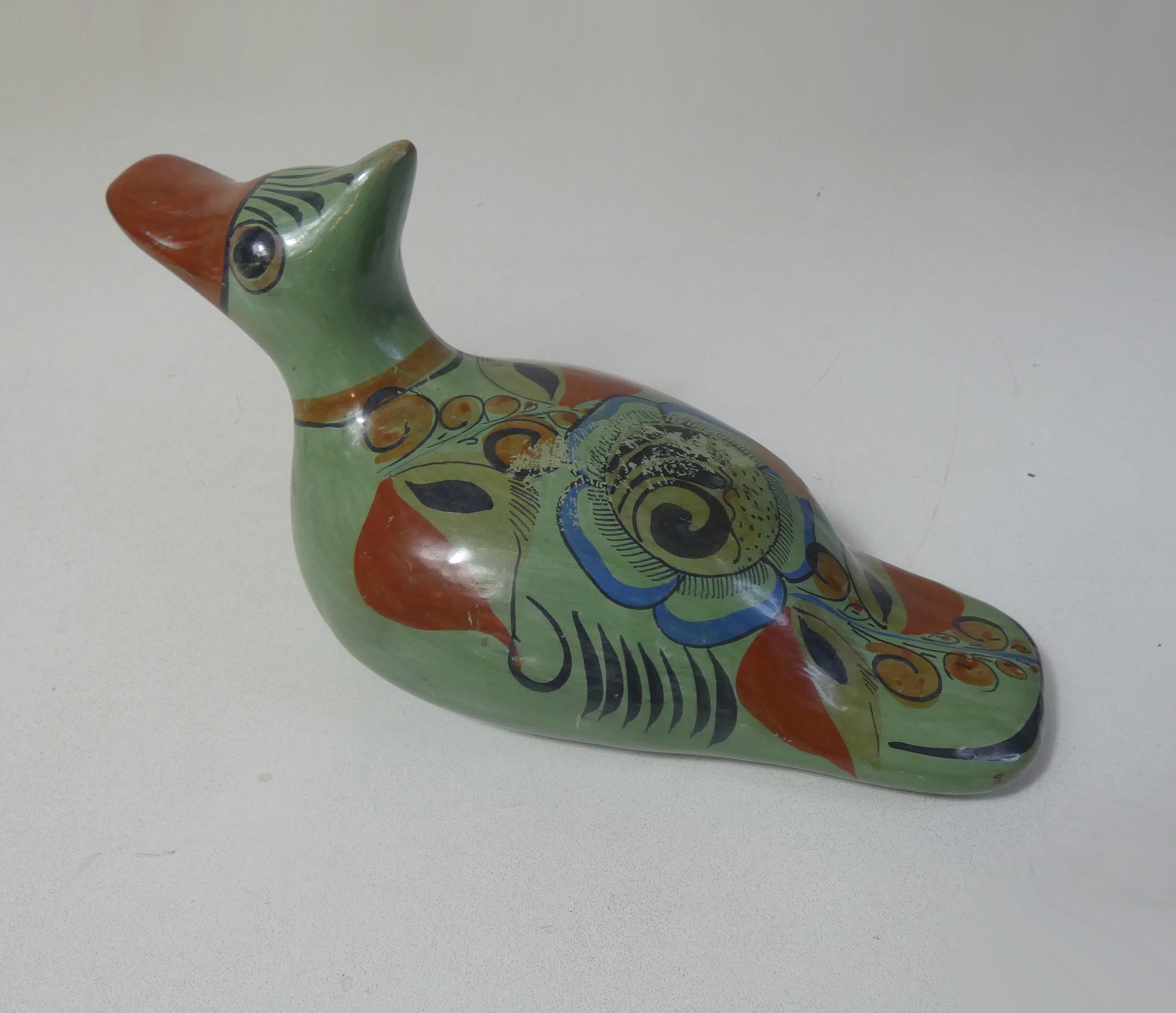 Ancient glazed terracotta mexico bird folk art vintage
